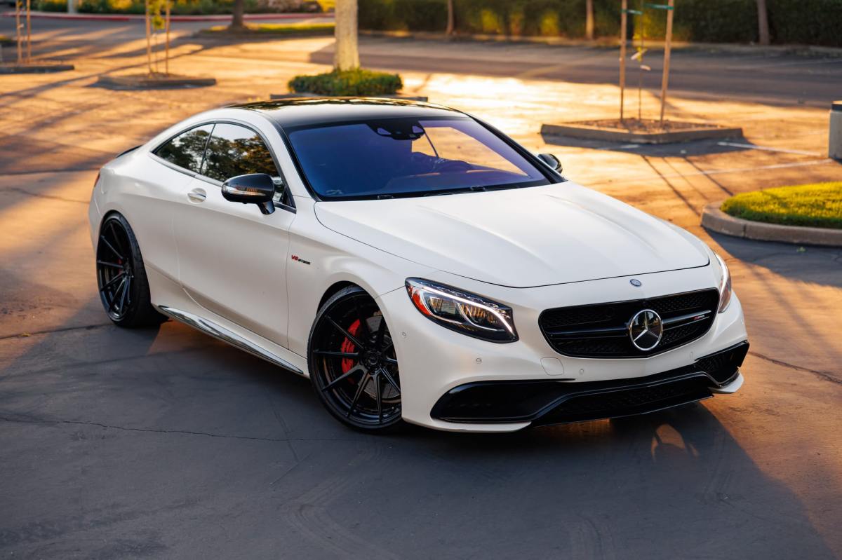 38k-Mile 2015 Mercedes-Benz S63 AMG Coupe 4MATIC — exterior front three-quarter view